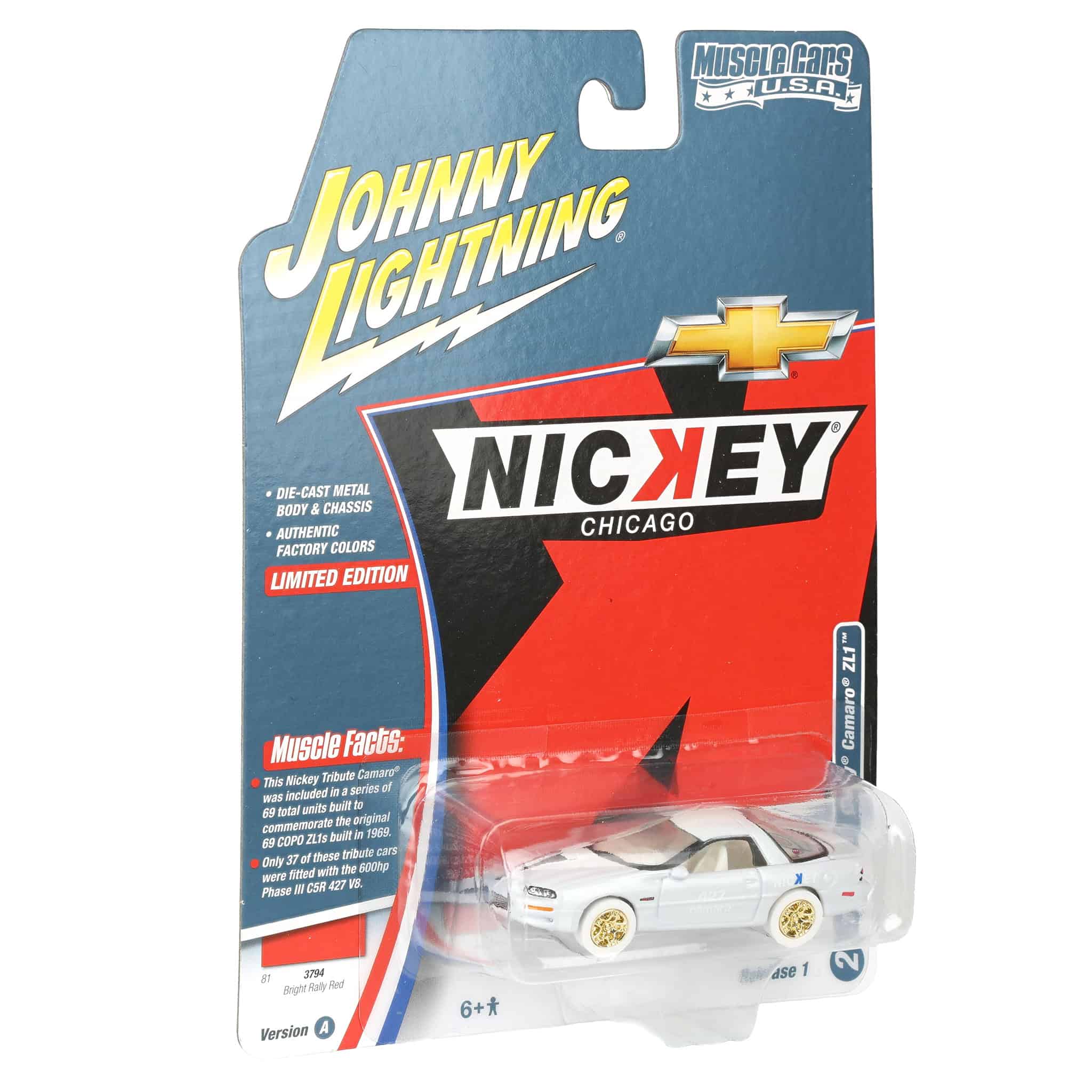 White Lightning Chase Unit ~ 1/64 Nickey 2002 Chevrolet Camaro ZL1, Johnny Lightning Muscle Car Series - Image 2