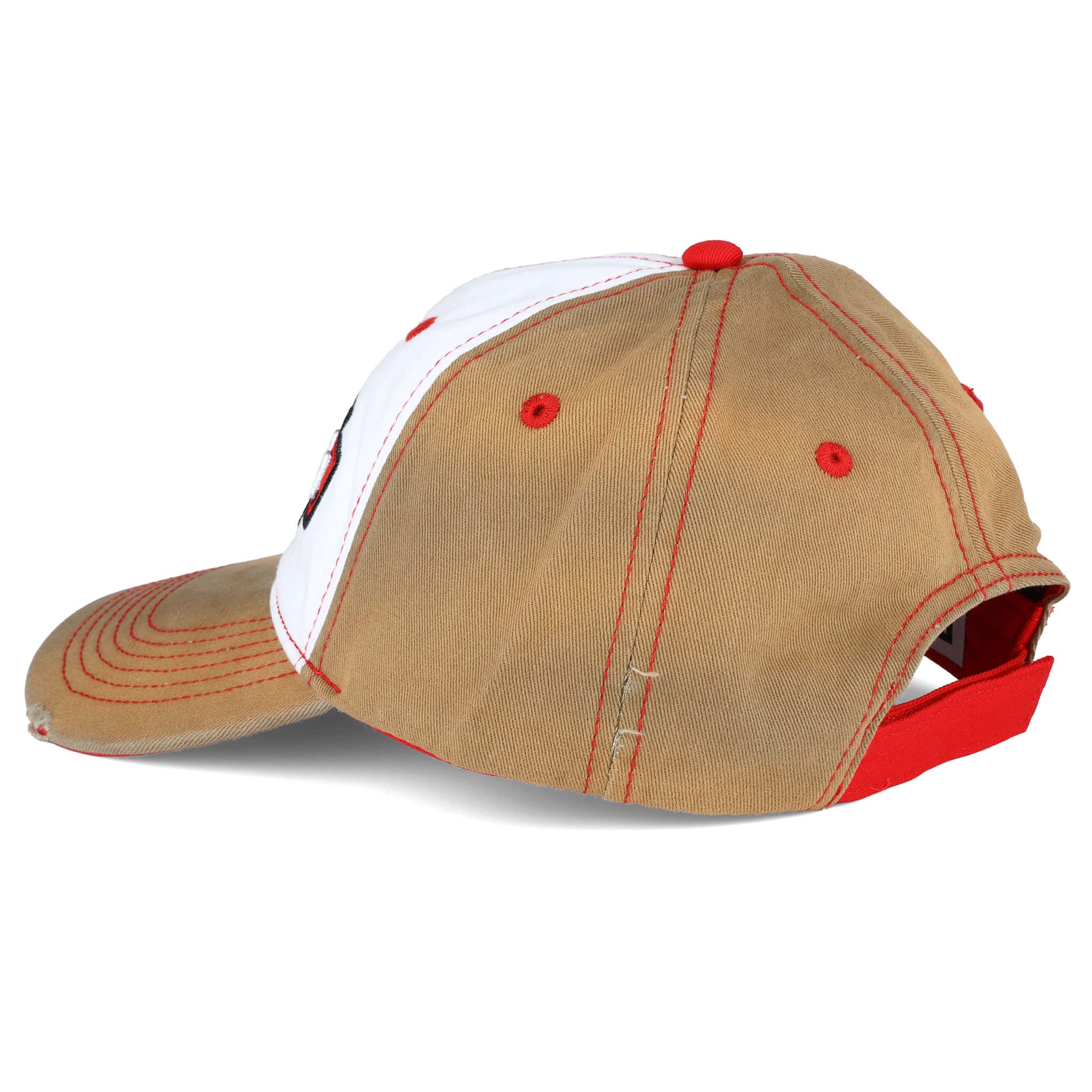 White Stained Twill Front, 3D Farmall Logo, Frayed Tan Cap - Image 2