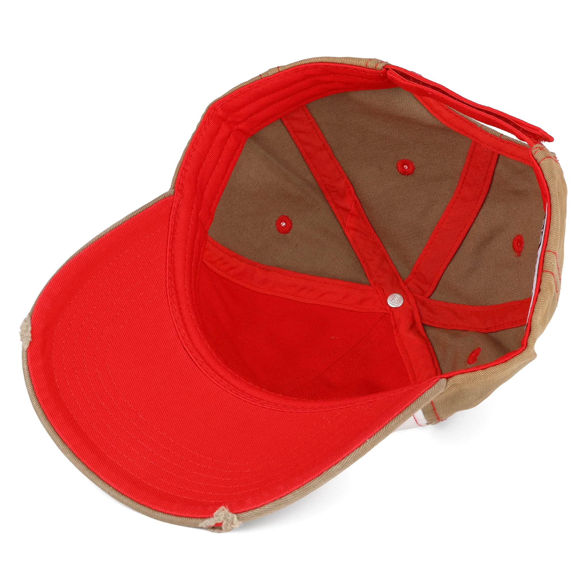 White Stained Twill Front, 3D Farmall Logo, Frayed Tan Cap - Image 3