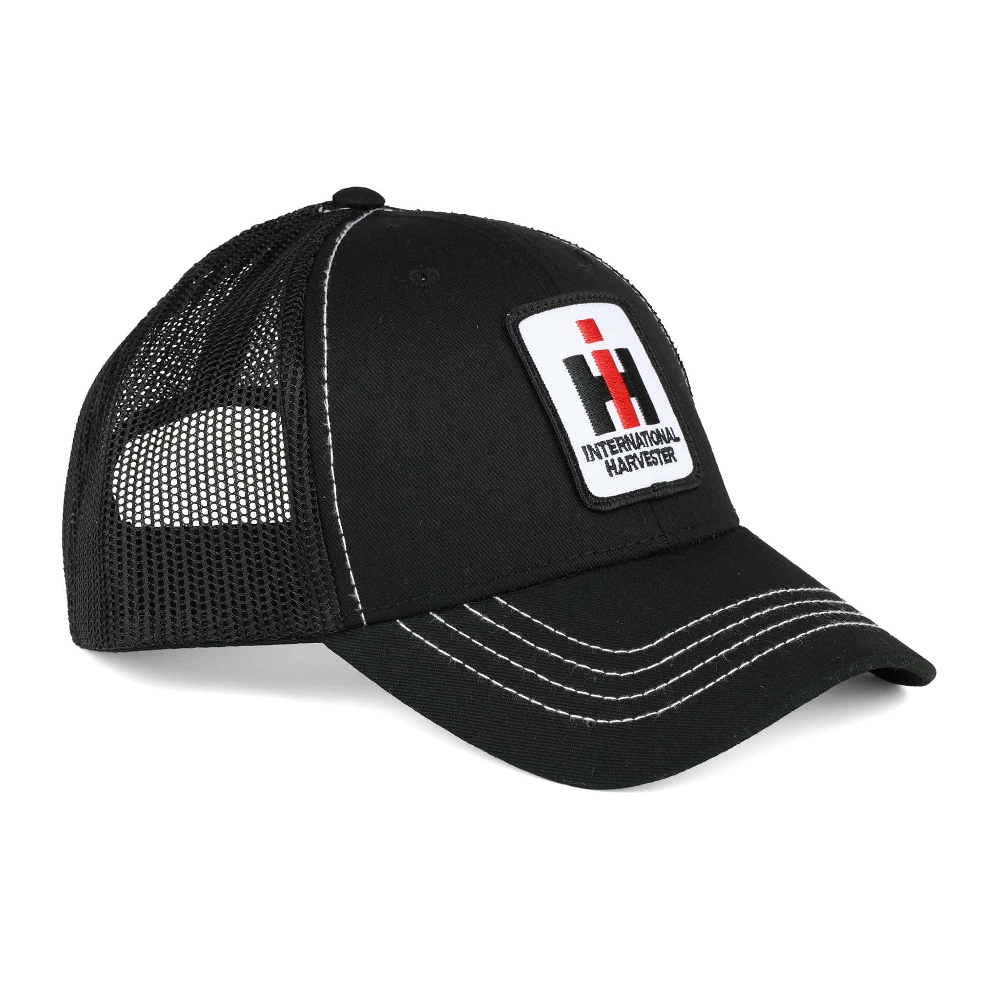 Youth International Harvester Logo Black Mesh Back Hat with White Stitching - Image 2
