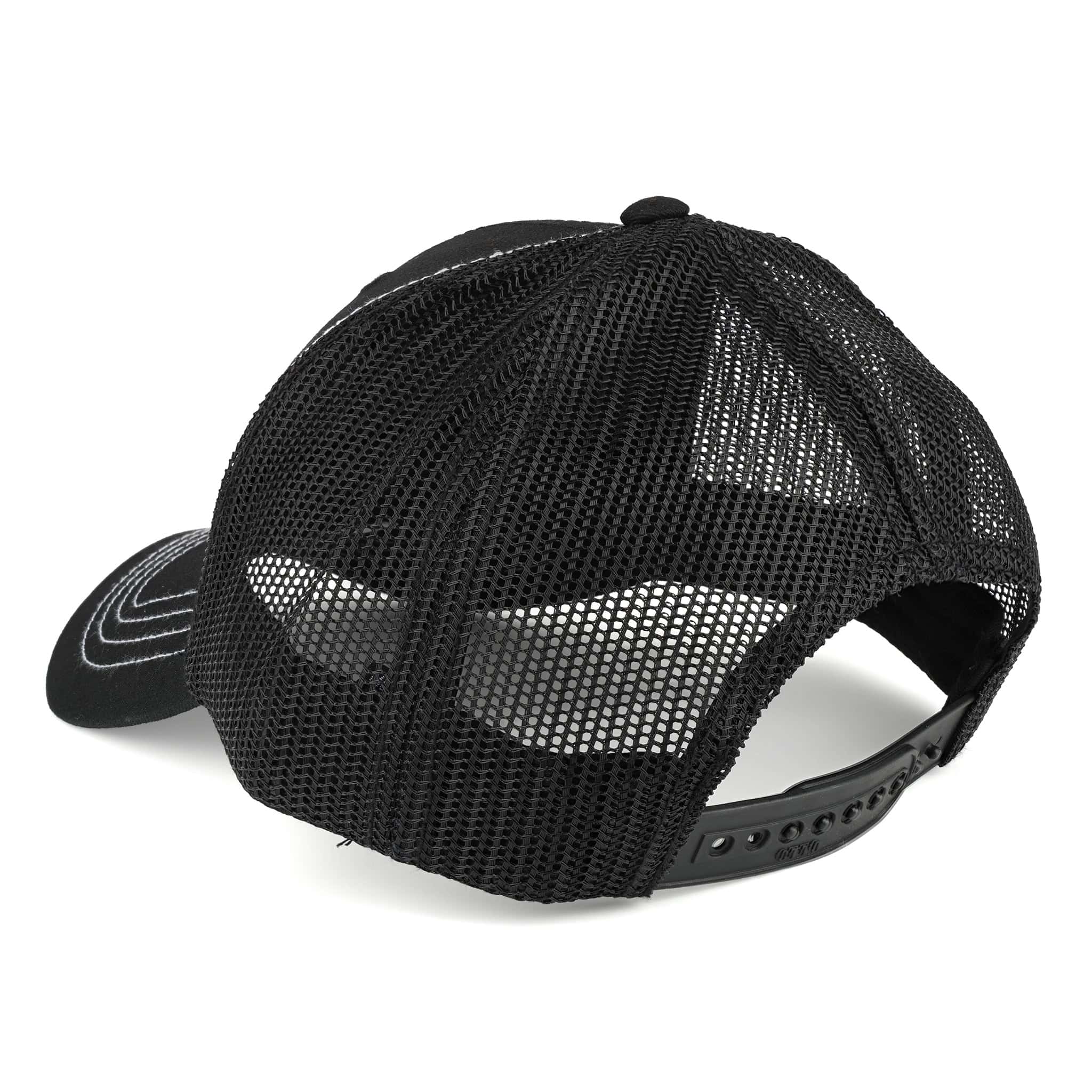 Youth International Harvester Logo Black Mesh Back Hat with White Stitching - Image 3