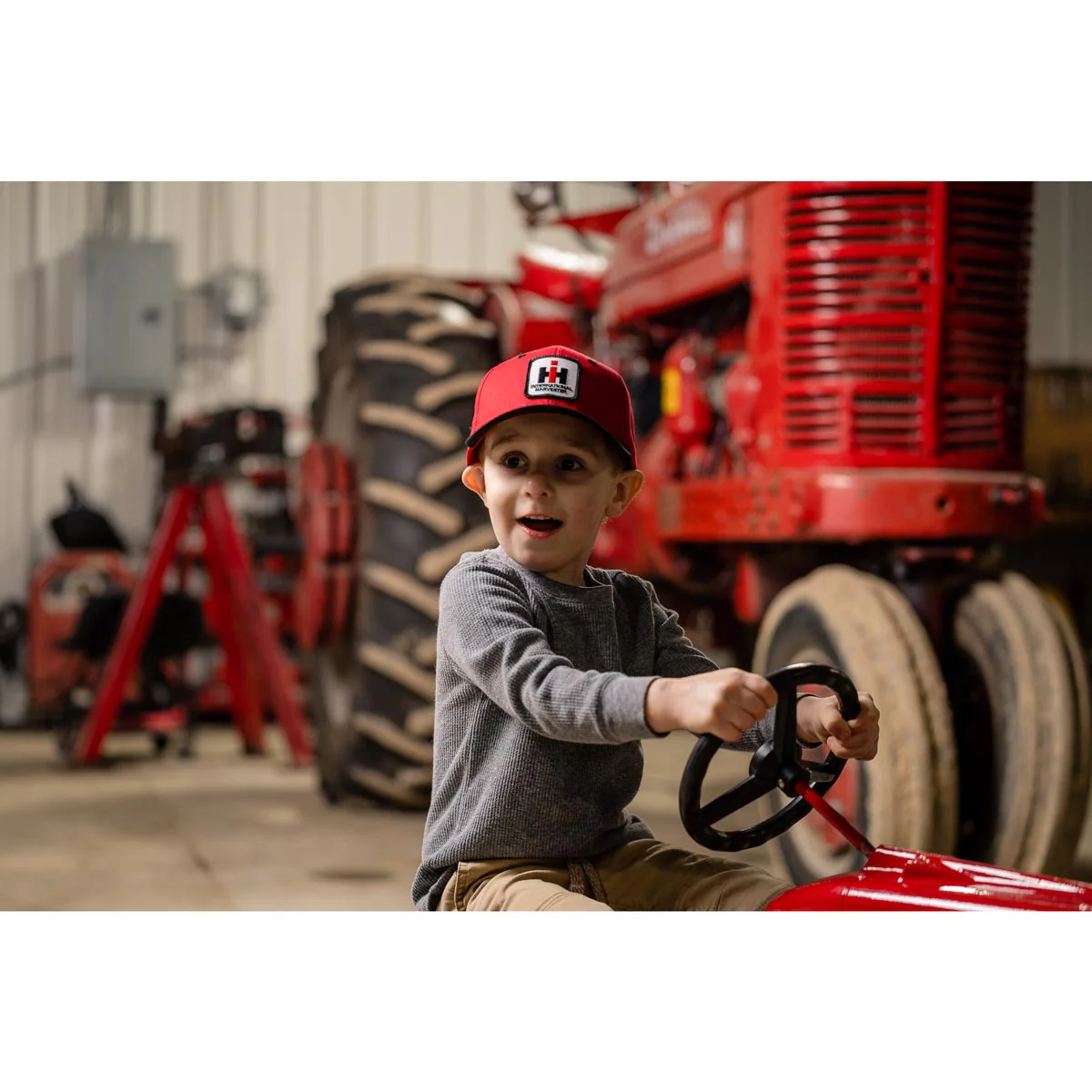 YOUTH International Harvester Logo Red Cap with Black Brim - Image 2