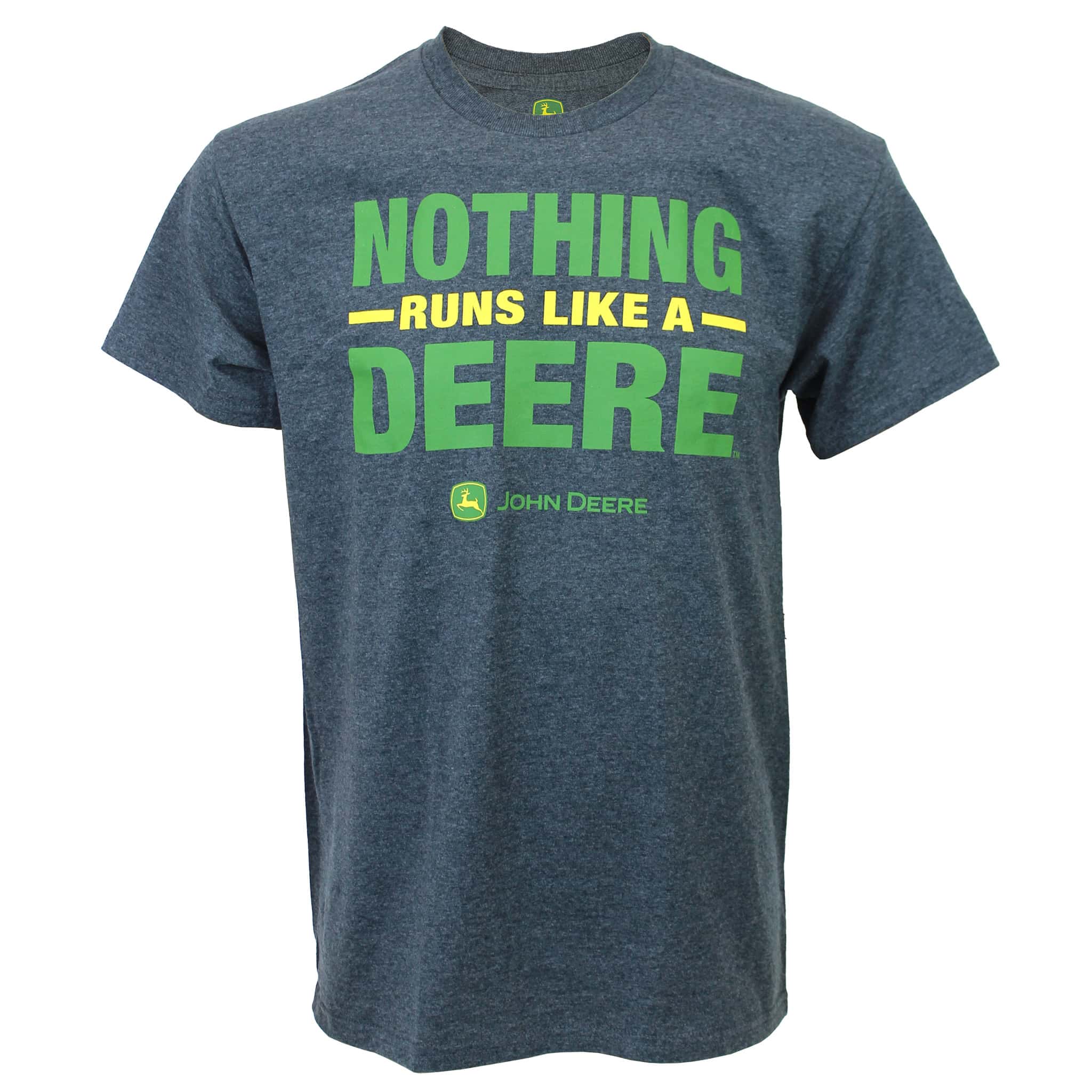 Adult John Deere Nothing Runs Like A Deere Black Heather Short Sleeve T-Shirt